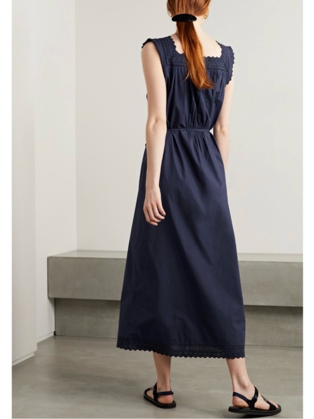 Doen Saison broderie anglaise-trimmed Maxi Dress Navy XL - Picture 8 of 11
